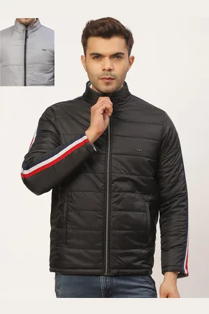 Pierre Carlo Men Black & Grey Solid Reversible Padded Jacket