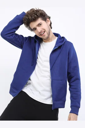 Highlander Men Blue Solid Hooded Sweatshirt