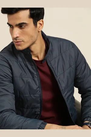 Invictus Men Navy Blue Solid Padded Jacket