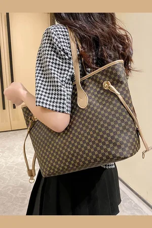 Styli Brown Abstract Printed Structured Tote Bag