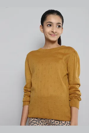 Justice Girls Mustard Yellow Solid Pullover