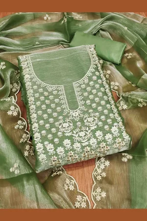 KIMISHA Embroidered Silk Chiffon Unstitched Dress Material