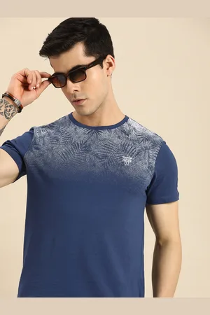 Being Human Men Blue Printed Tropical Applique Pure Cotton Casual T-shirt