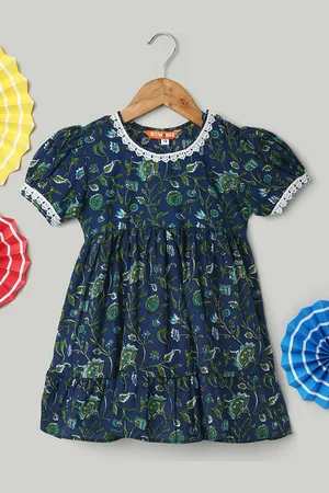 BownBee Floral Puff Sleeve Fit & Flare Midi Dress
