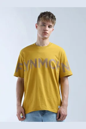 Flying Machine Men Typography Printed Round Neck Cotton Relaxed Fit T-shirt