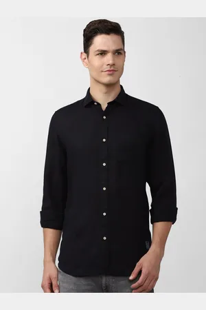Peter England Men Black Slim Fit Casual Linen Shirt