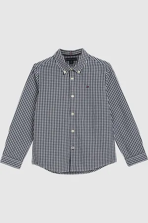 Tommy Hilfiger Boys Button-Down Collar Micro Checked Cotton Casual Shirt