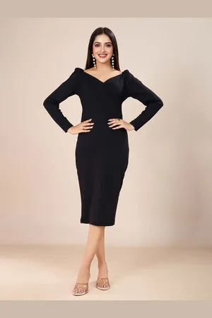 DressBerry Puff Sleeve Bodycon Midi Dress