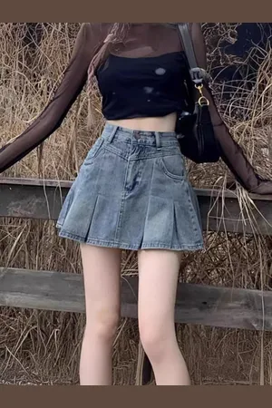 DressBerry Women Denim A-Line Mini Skirt