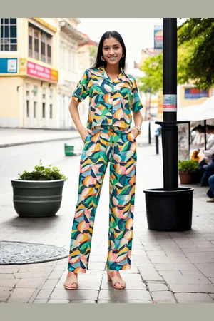 Moda Rapido Printed Shirt Collar Shirt With Trousers Co-Ords