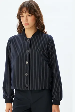Koton Women Striped Tailored Jacket with Patchwork