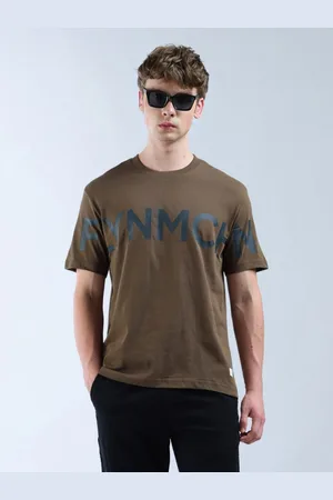 Flying Machine Men Typography Printed Round Neck Cotton Relaxed Fit T-shirt