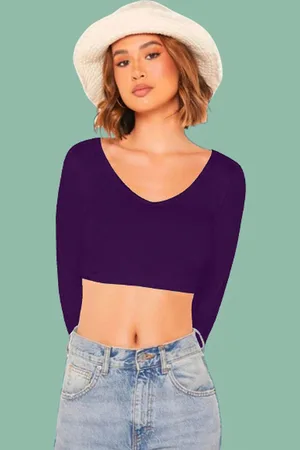 Dream Beauty Fashion Dream Beauty Women V-Neck Fitted Crop Top