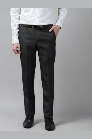 Arrow Men Black Solid Tapered Fit Trousers