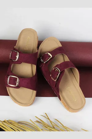 DressBerry Women Open Toe Flats with Buckles