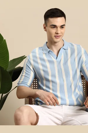 Mast & Harbour Men Striped Acrylic Polo Collar T-shirt