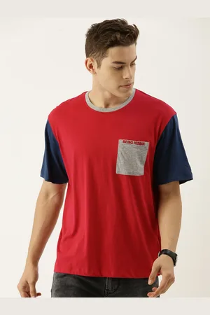 Being Human Men Red Solid Round Neck Pure Cotton T-shirt With Contrast Sleeves