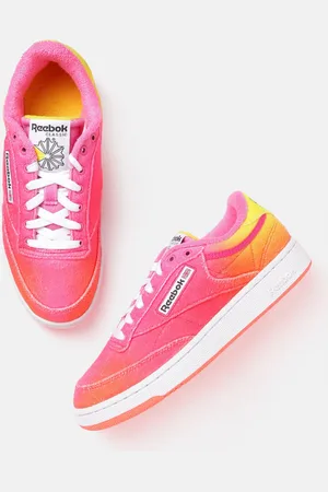 Reebok Men Pink & Orange Club C 85 Leather Sneakers