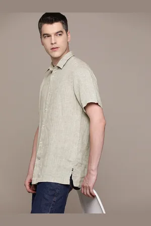 Nautica Linen Spread Collar Casual Shirt
