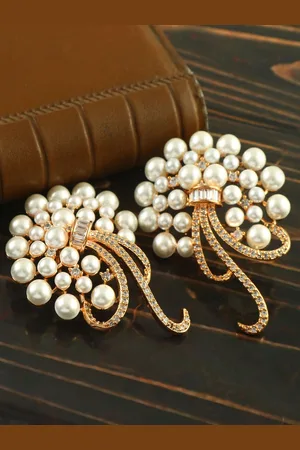 Jewar Mandi Gold-Plated Contemporary Studs Earrings