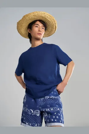 Terra Luna Men Solid Round Neck Linen T-shirt