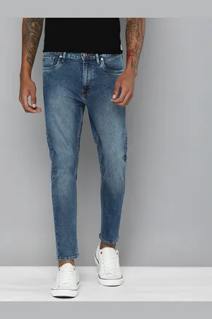 Flying Machine Men Mid Rise Mankle Relax Tapered Fit Heavy Fade Stretchable Jeans
