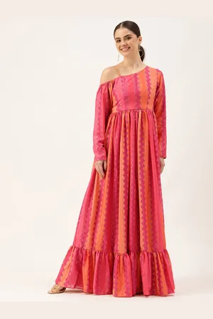 Ethnovog Embroidered Sequinned One Shoulder Crepe Maxi Dress