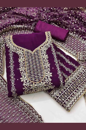 KIMISHA Embroidered Unstitched Dress Material