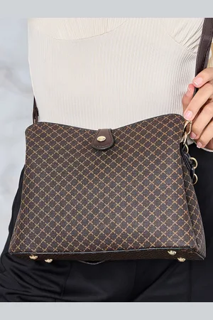 Styli Geometric Printed Satchel Bag with Double Strap
