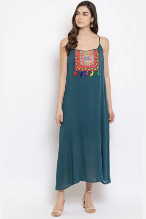 Mayra Ethnic Motifs Embroidered A-Line Maxi Dress