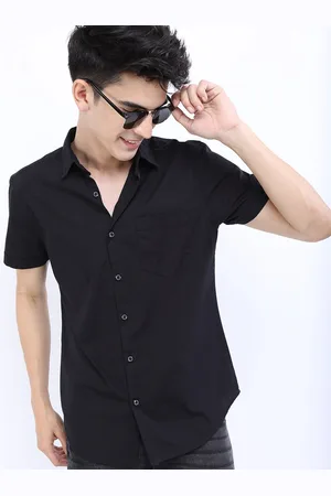 Highlander Men Black Slim Fit Casual Shirt