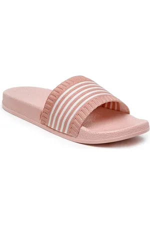 Misto Women Pink & White Striped Sliders