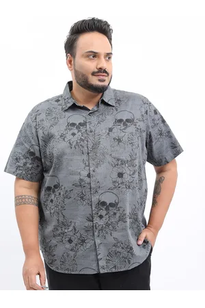 Highlander Men Plus Size Slim Fit Floral Printed Casual Cotton Shirt