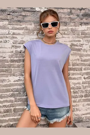 HERE&NOW Women Striped Extended Sleeves Raw Edge T-shirt