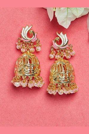 Voylla Women Gold-Toned Contemporary Jhumkas Earrings