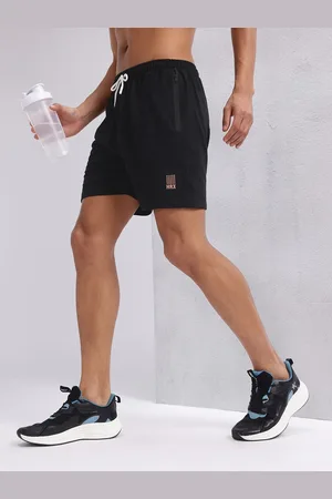 HRX Men Solid Sports Shorts with Brand Logo Detail