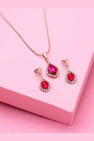 ESTELE Rose Gold Plated Elegant with Crystals Jewellery Set