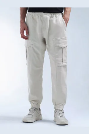 Flying Machine Men Mid Rise Relaxed Fit Cargo Joggers