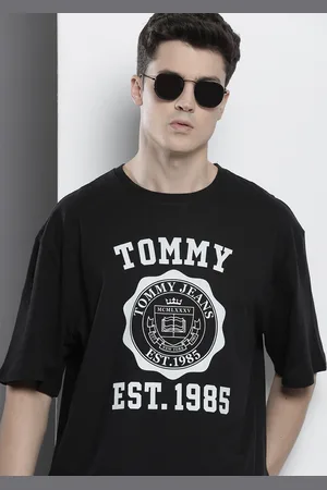 Tommy Hilfiger Brand Logo Printed Drop-Shoulder Sleeves Pure Cotton Oversized T-shirt
