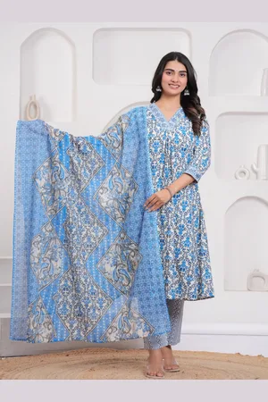 Kalini Women Floral Regular Pure Cotton Kurta with Trousers & With Dupatta