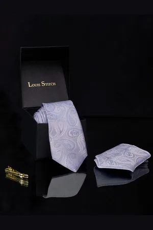 LOUIS STITCH Men Italian Silk Necktie Accessory Gift Set