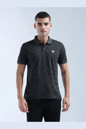 Flying Machine Men Floral Printed Polo Collar Cotton T-shirt