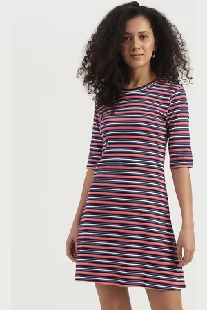 Benetton Striped Cotton A-Line Dress