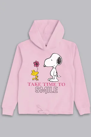 Kidsville Girls Snoopy Pink Printed Hooded Sweatshirt