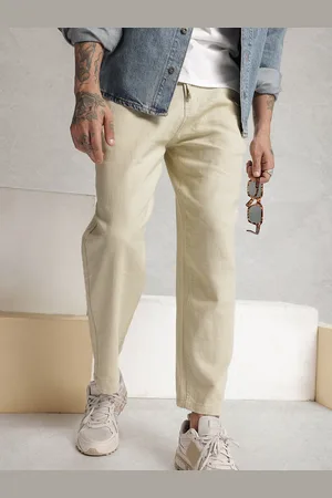 WROGN Men Oversized Fit Self Design Textured Regular Trousers