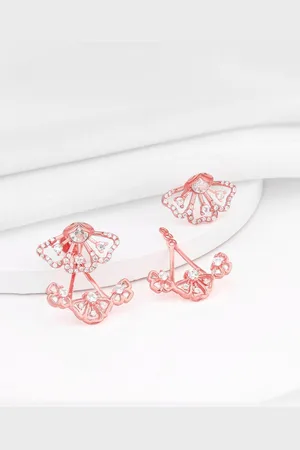 GIVA Rose Gold-Plated Contemporary Studs Earrings