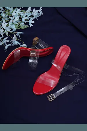 Misto Transparent & Pink Solid Casual Block Heels