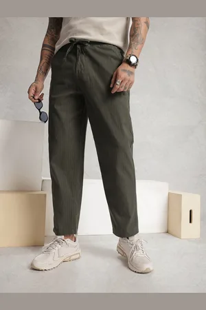 WROGN Men Oversized Fit Striped Regular Trousers