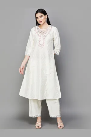 Lifestyle Ethnic Motifs Embroidered A-Line Kurta with Palazzos & Dupatta