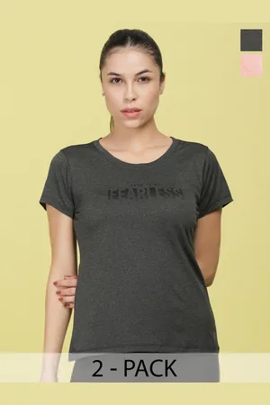 dollar Women Pack of 2 Microfiber Printed Anti Bacterial Sports T-Shirt